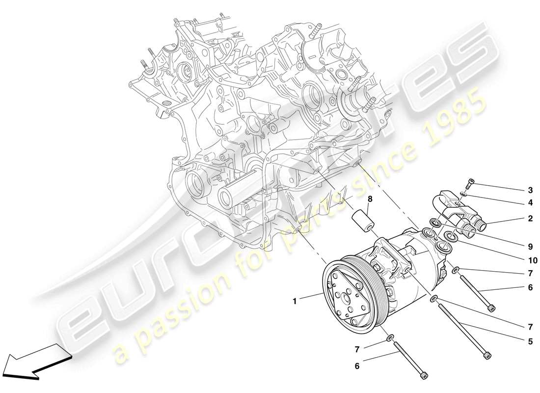 ferrari f430 spider (rhd) diagramma delle parti del compressore del sistema ca