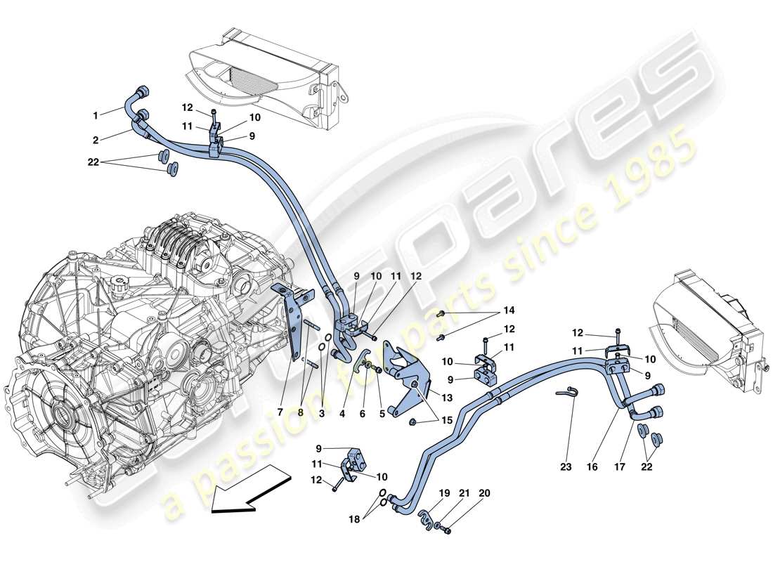 ferrari 458 spider (usa) sistema di lubrificazione e raffreddamento a olio del cambio diagramma delle parti
