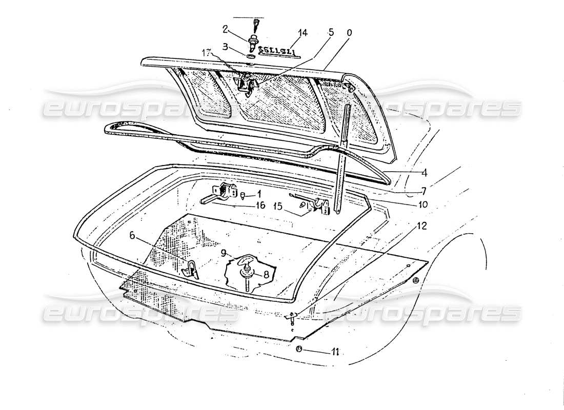 ferrari 330 gt 2+2 (coachwork) diagramma delle parti del vano bagagliaio (edizione 2 + 3).