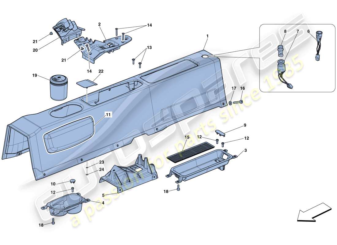 ferrari 458 speciale (rhd) tunnel - sottostruttura e accessori diagramma delle parti