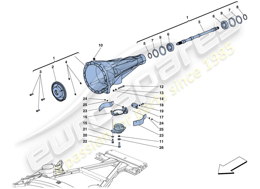 ferrari f12 tdf (rhd) alloggiamento della trasmissione diagramma delle parti