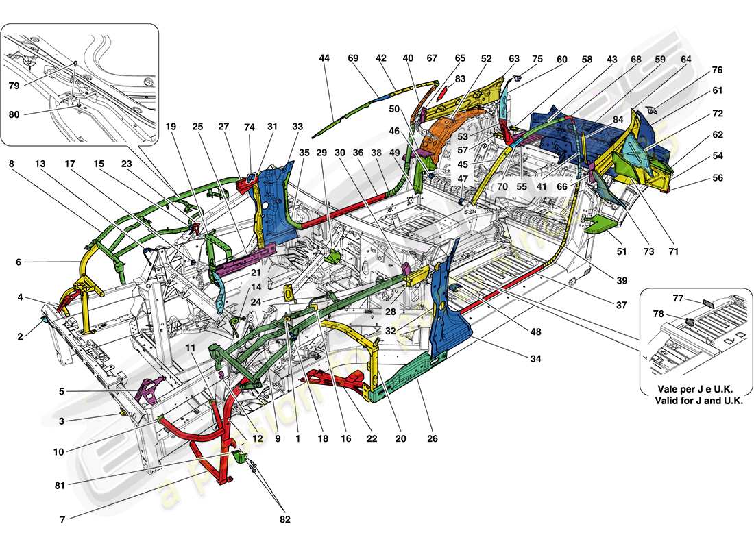 ferrari ff (rhd) completamento telaio schema delle parti