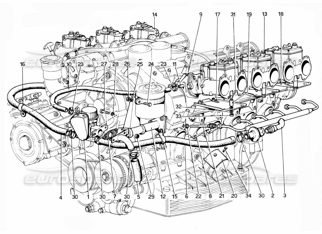 ferrari 365 gtc4 (mechanical) valvole deviatrici usa: diagramma delle parti di revisione