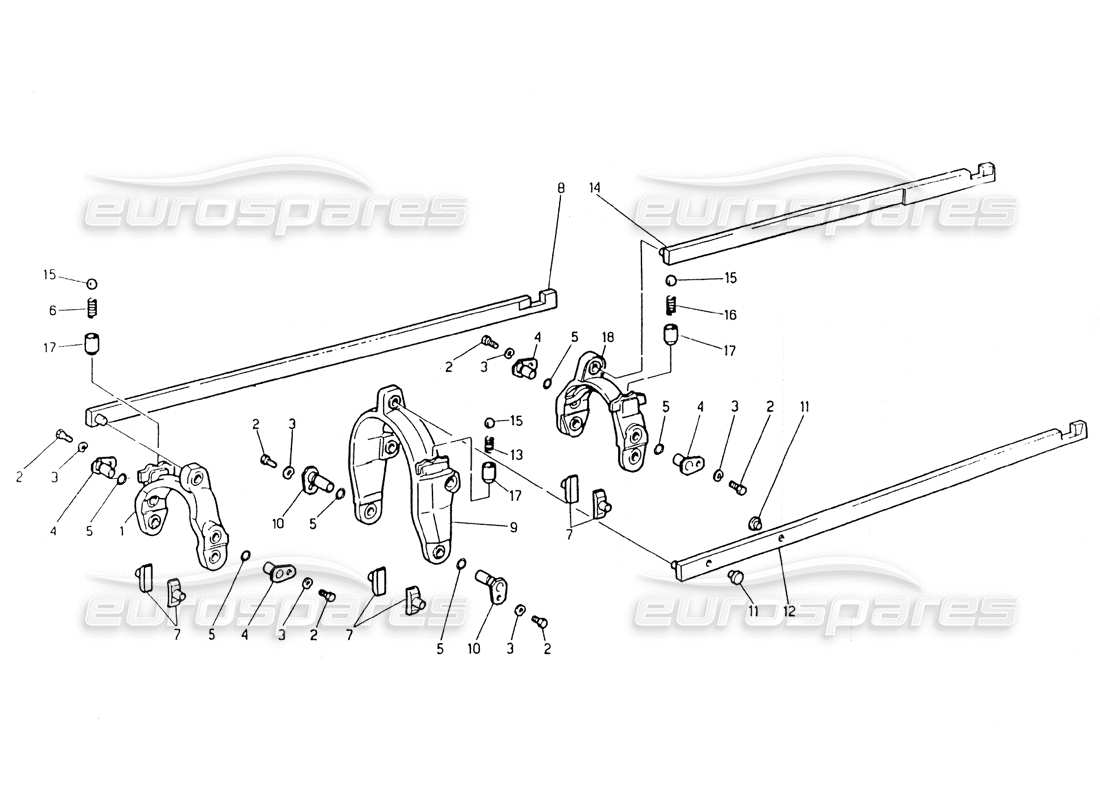 maserati 418 / 4.24v / 430 schema delle parti del cambio e dei controlli esterni zf