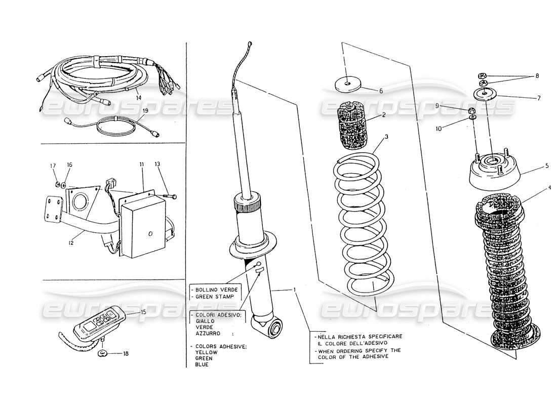 maserati 418 / 4.24v / 430 elettr. regolare. schema delle parti dell'ammortizzatore posteriore