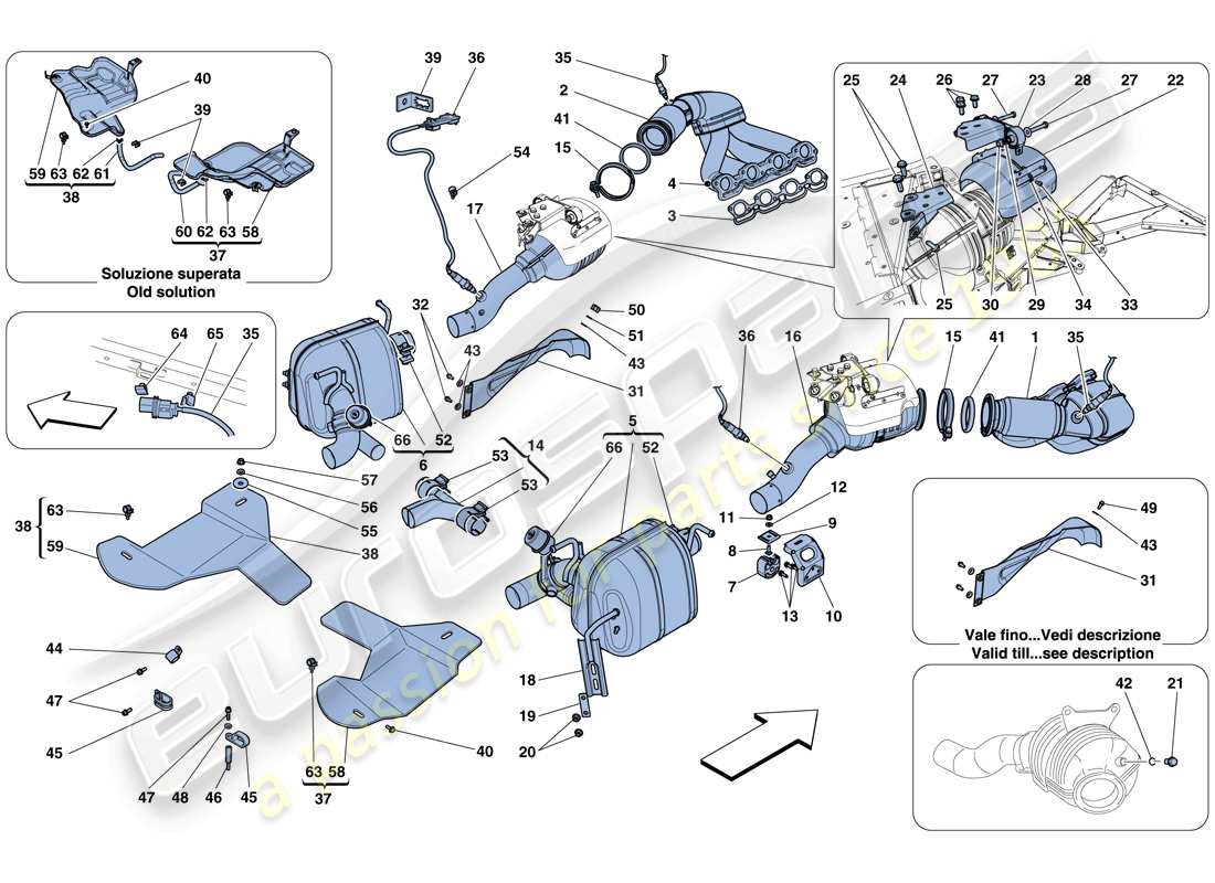 ferrari 458 spider (europe) impianto di scarico diagramma delle parti