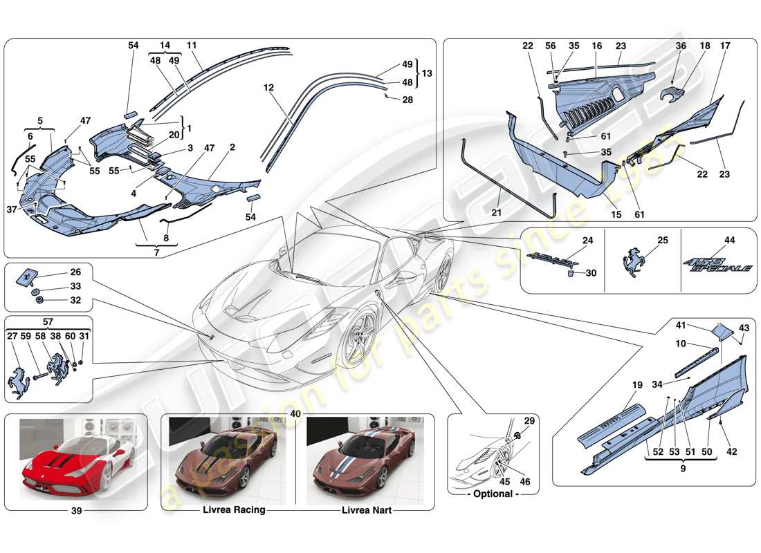 ferrari 458 speciale (usa) scudi - rivestimento esterno diagramma delle parti
