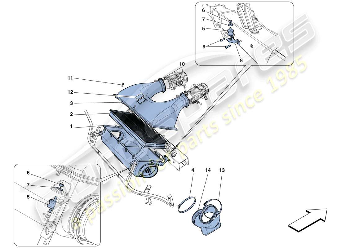 ferrari 458 speciale aperta (rhd) schema delle parti della presa d'aria