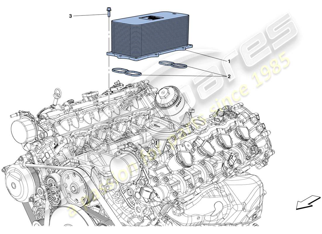 ferrari california t (rhd) scambiatore di calore del motore diagramma delle parti