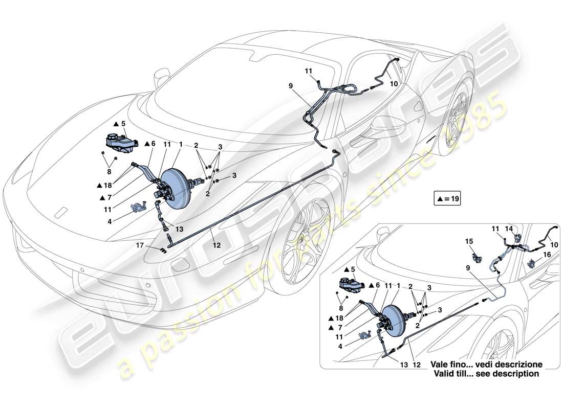 ferrari 458 italia (usa) schema delle parti del sistema di servosterzo