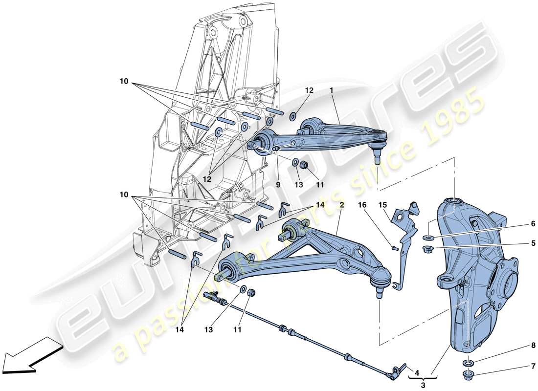ferrari gtc4 lusso t (rhd) sospensione anteriore - bracci diagramma delle parti