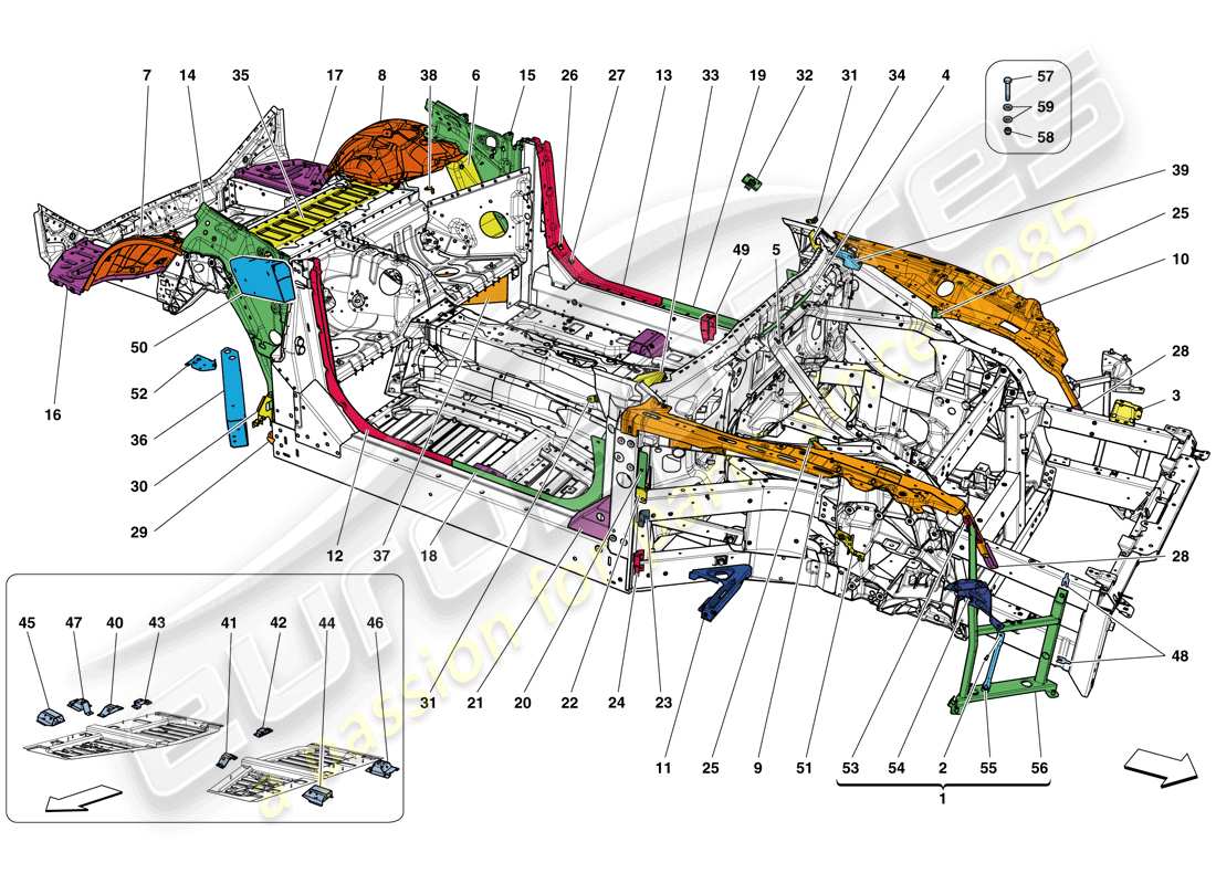 ferrari california t (rhd) completamento telaio diagramma delle parti