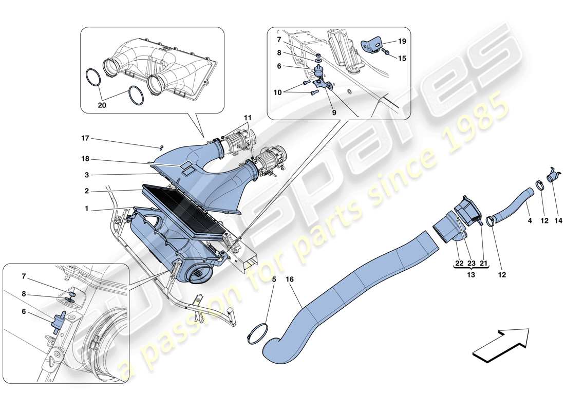 ferrari 458 speciale (europe) schema delle parti della presa d'aria