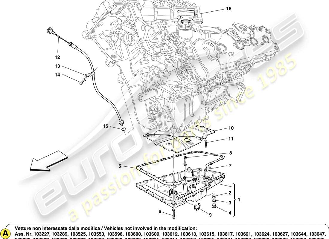 ferrari california (usa) lubrificazione: circuito e pickup diagramma delle parti