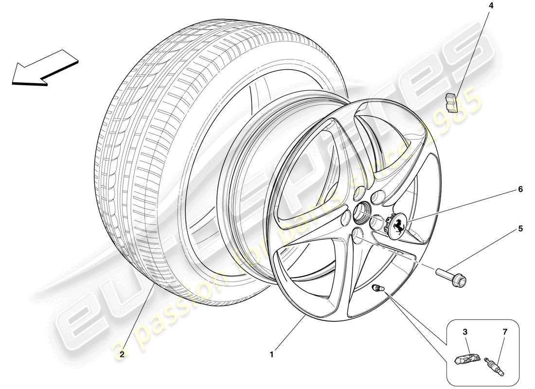 ferrari 599 sa aperta (rhd) ruote diagramma delle parti