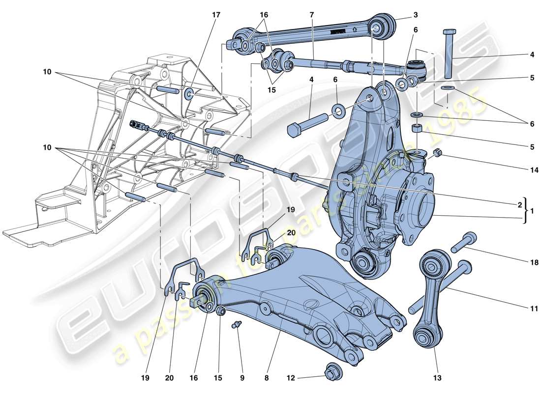 ferrari california t (rhd) sospensione posteriore - bracci schema particolare