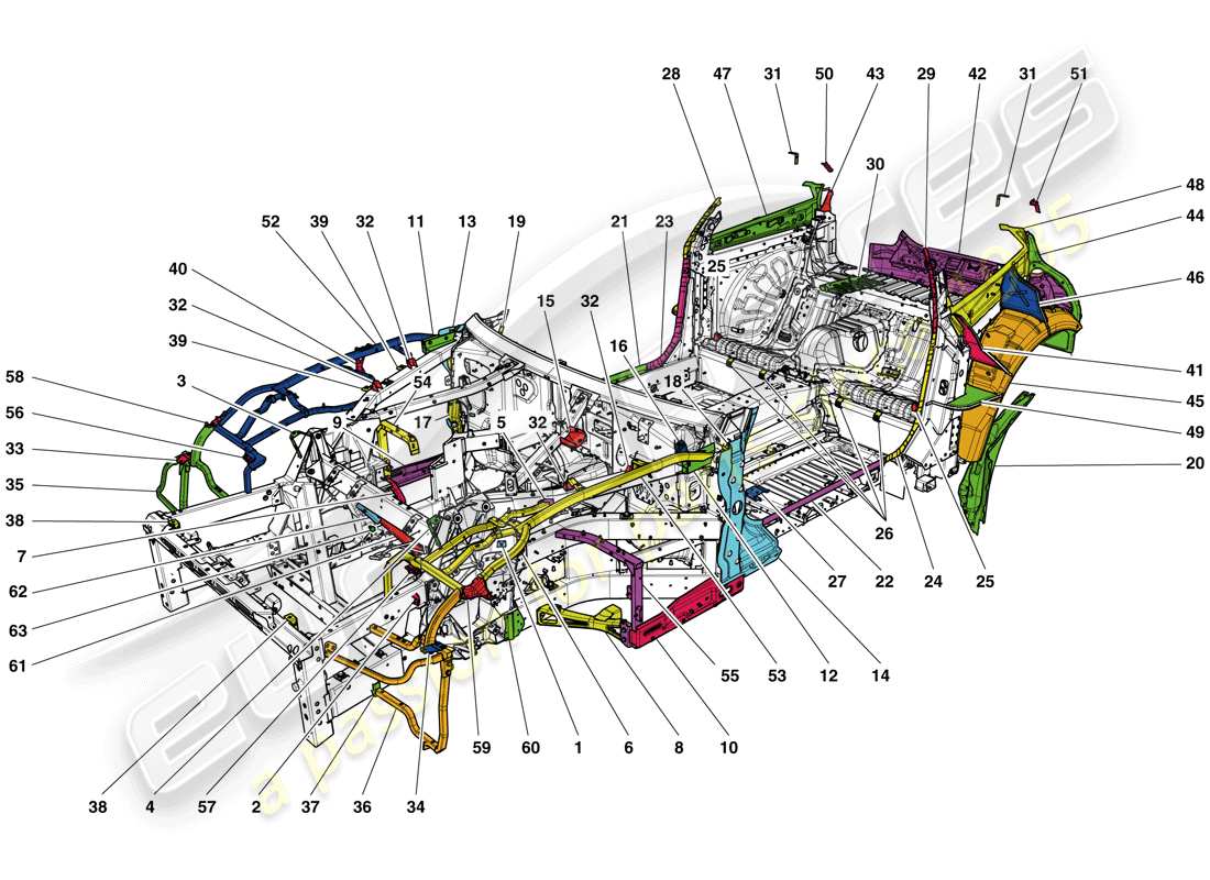 ferrari gtc4 lusso t (usa) completamento telaio diagramma delle parti