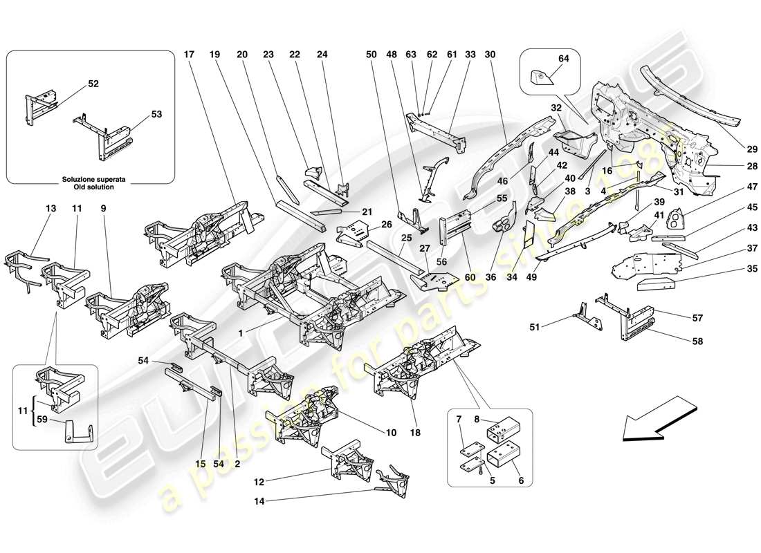 ferrari 599 gto (usa) strutture ed elementi anteriori del veicolo diagramma delle parti
