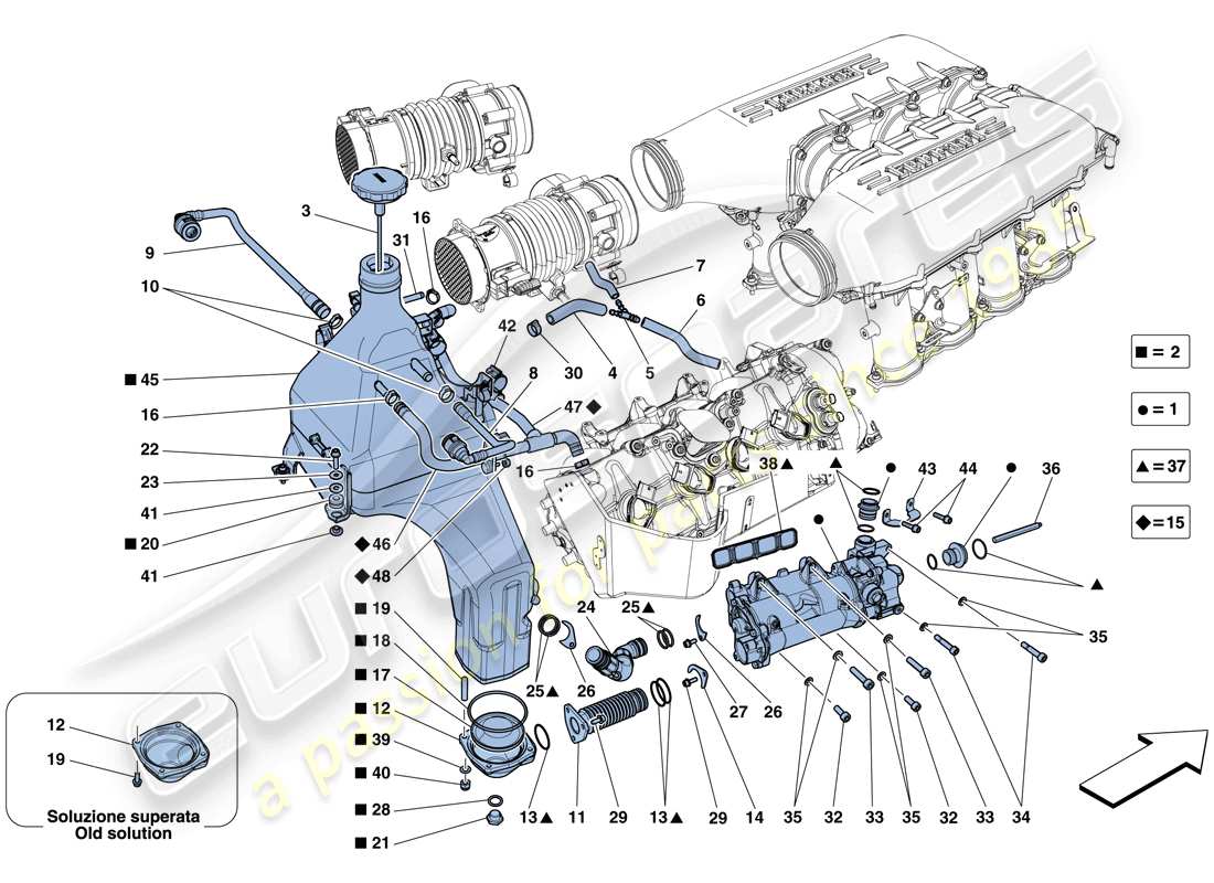 ferrari 458 spider (rhd) sistema di lubrificazione: serbatoio, pompa e filtro schema delle parti