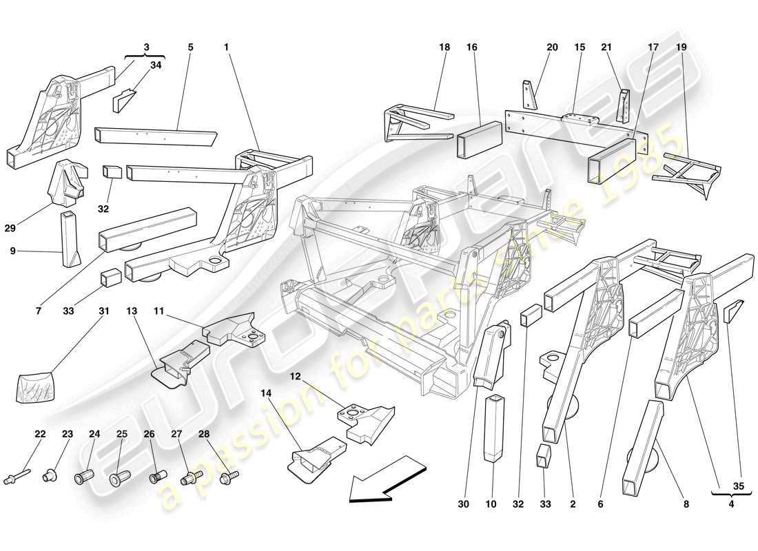 ferrari f430 spider (europe) telaio - sottogruppi elemento posteriore diagramma delle parti