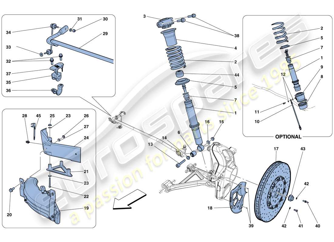 ferrari f12 berlinetta (usa) sospensione anteriore - ammortizzatore e disco freno schema delle parti