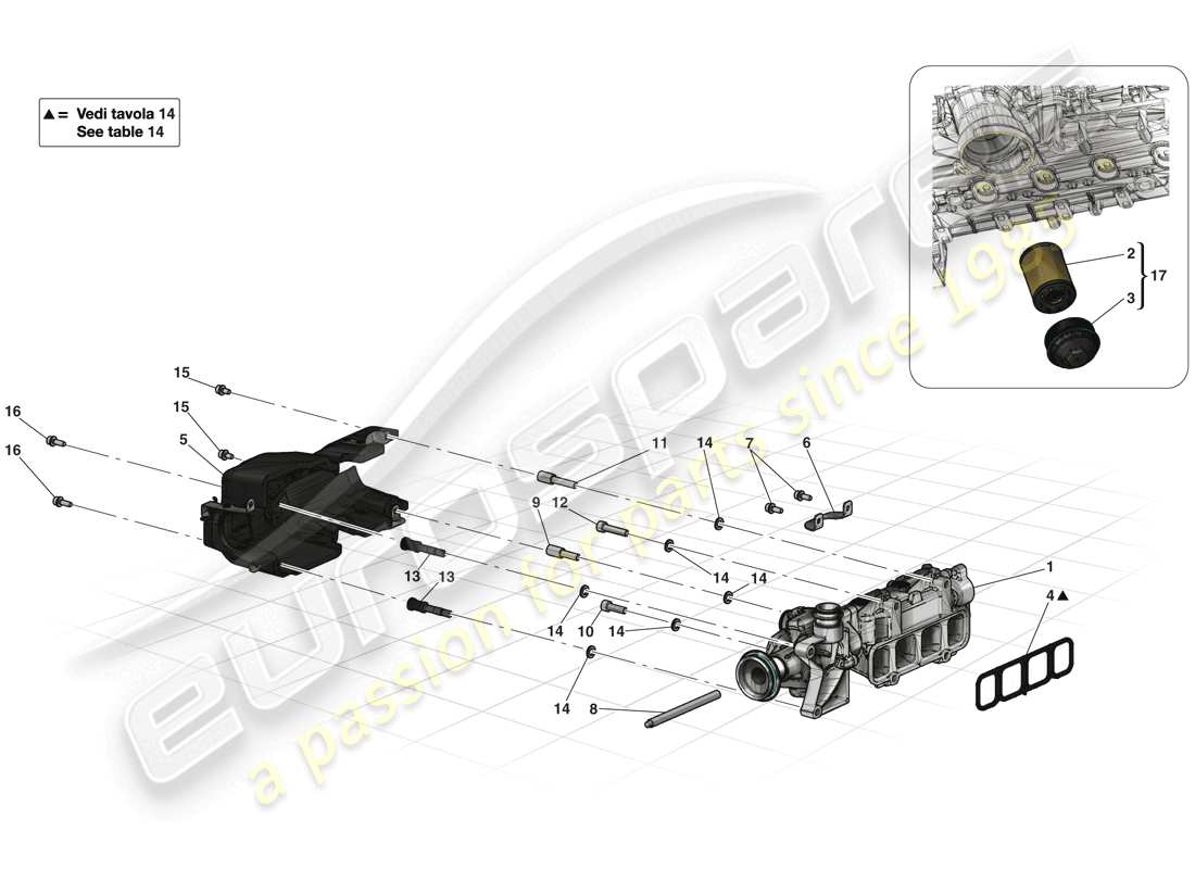 ferrari laferrari (usa) schema delle parti della pompa dell'olio