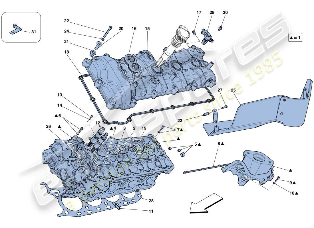 ferrari 458 speciale (usa) testa cilindro sinistra diagramma delle parti