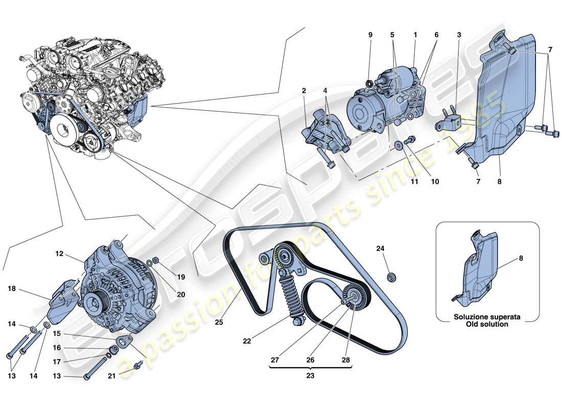 ferrari california t (europe) alternatore - motorino di avviamento diagramma delle parti