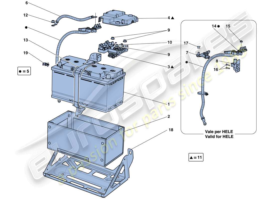 ferrari california t (europe) diagramma delle parti della batteria