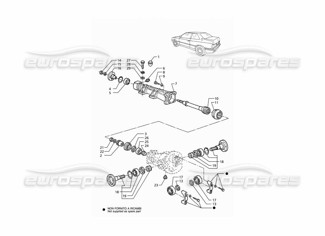 maserati ghibli 2.8 (abs) estensione differenziale diagramma delle parti