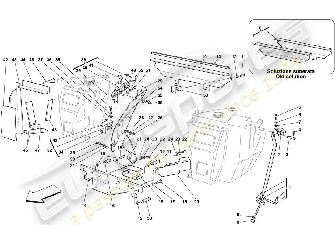 ferrari f430 coupe (rhd) serbatoi carburante - fissaggi e protezioni diagramma delle parti