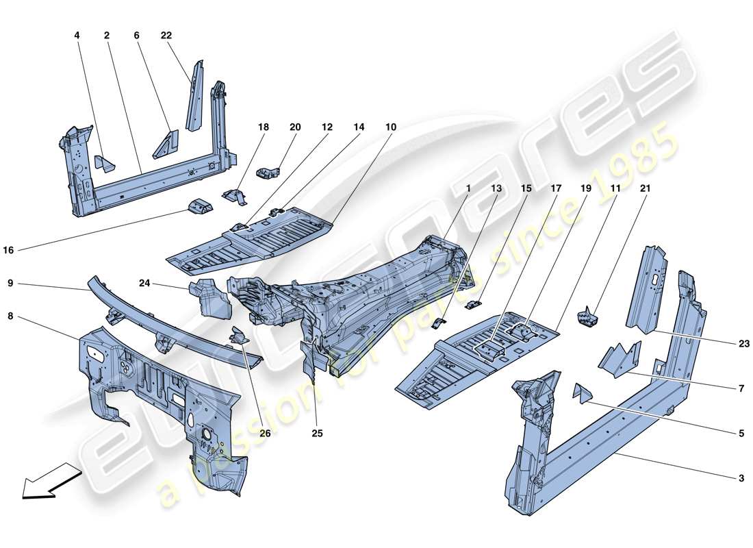 ferrari gtc4 lusso t (europe) strutture ed elementi centro del veicolo schema delle parti