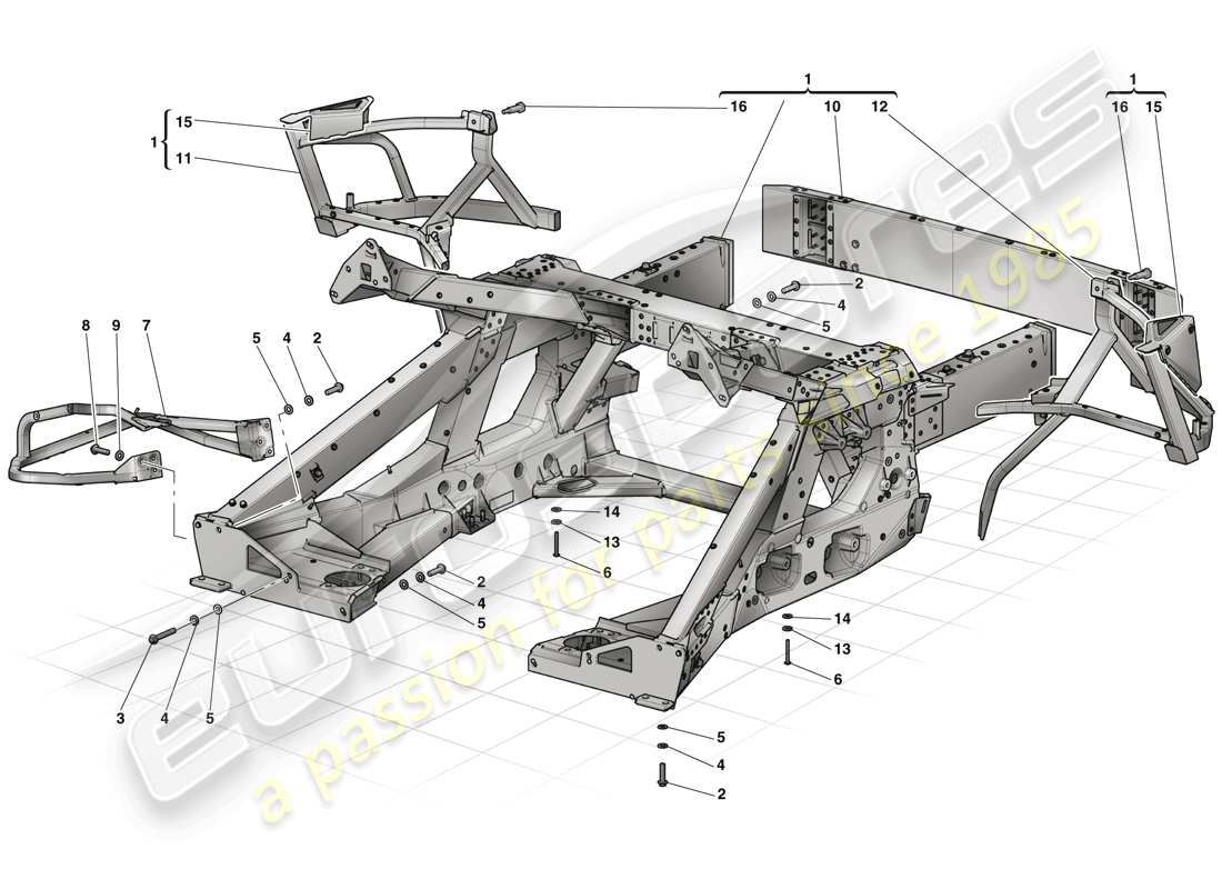 ferrari laferrari (usa) sottotelaio posteriore diagramma delle parti