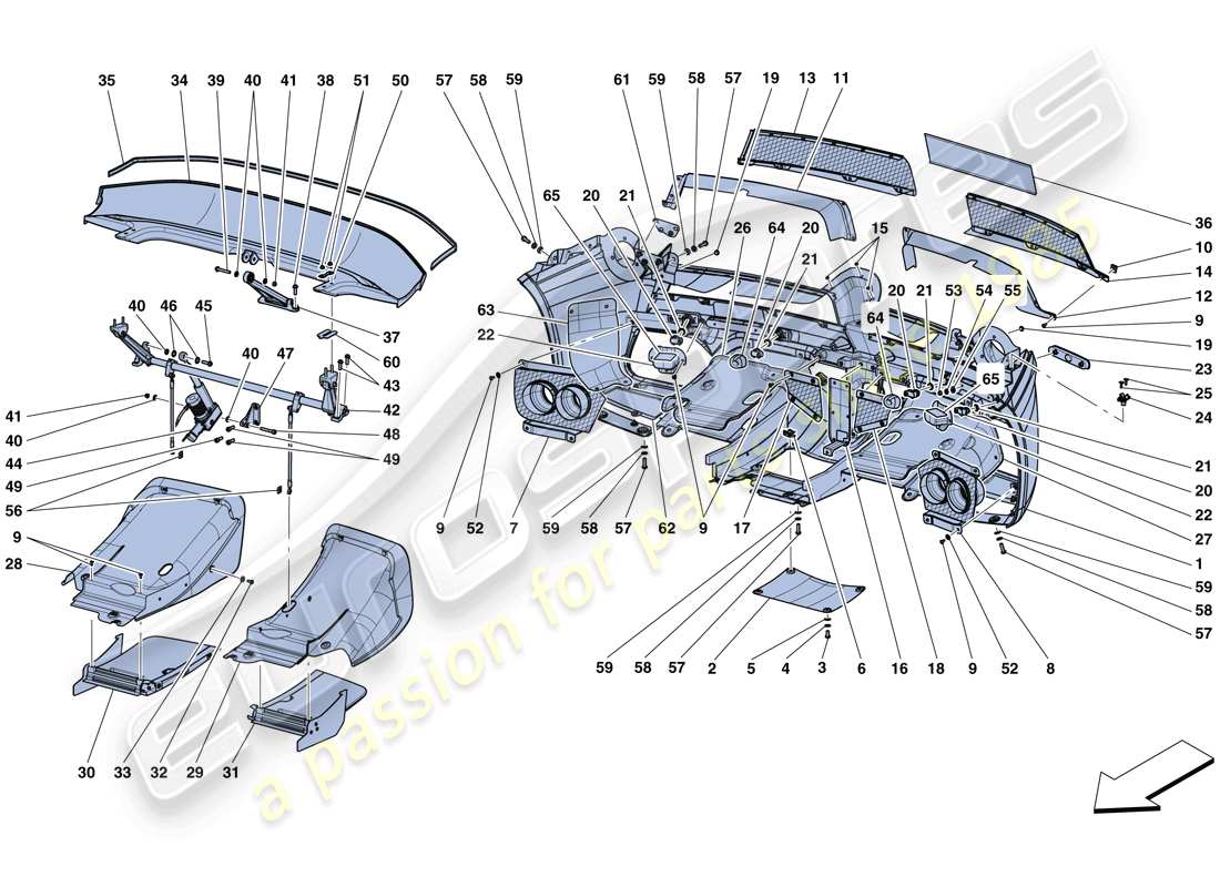 ferrari laferrari aperta (europe) schema delle parti paraurti posteriore