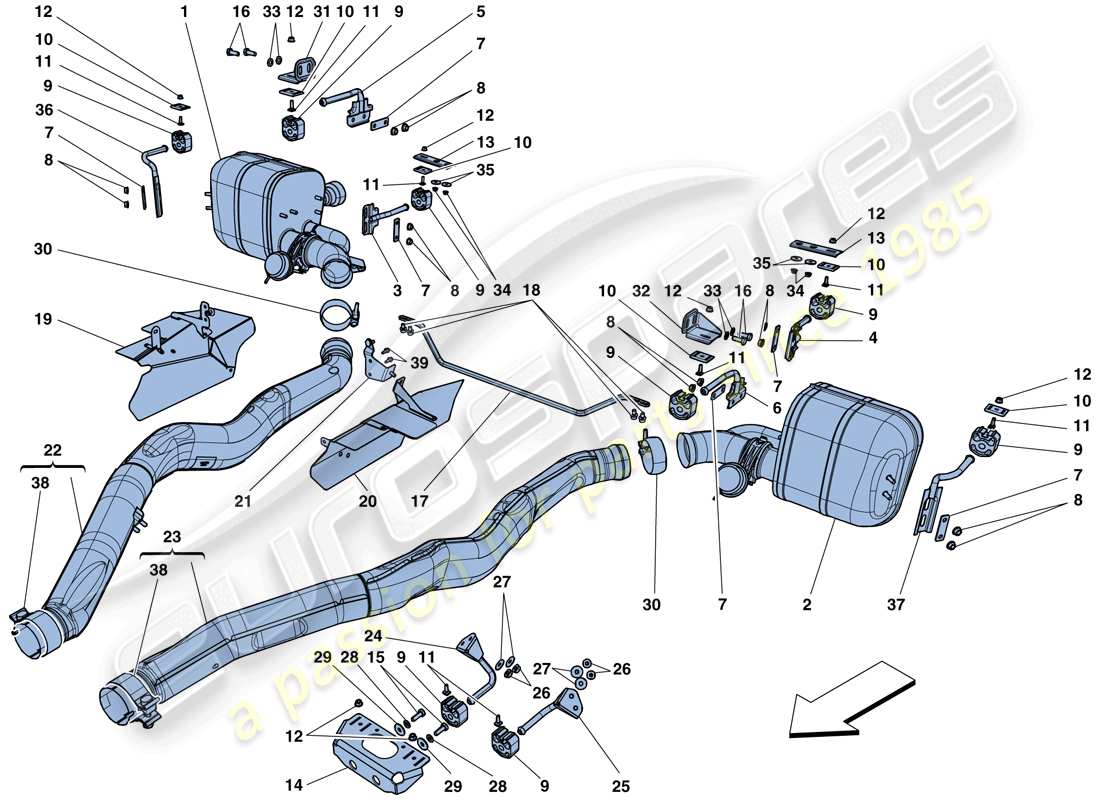 ferrari f12 tdf (rhd) silenziatori diagramma delle parti