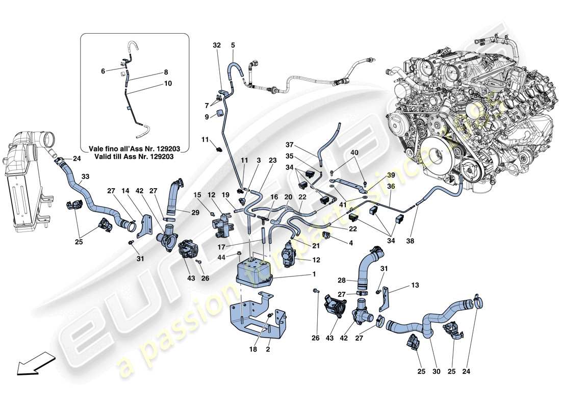 ferrari california t (europe) regolazioni del sistema turbocompressore diagramma delle parti