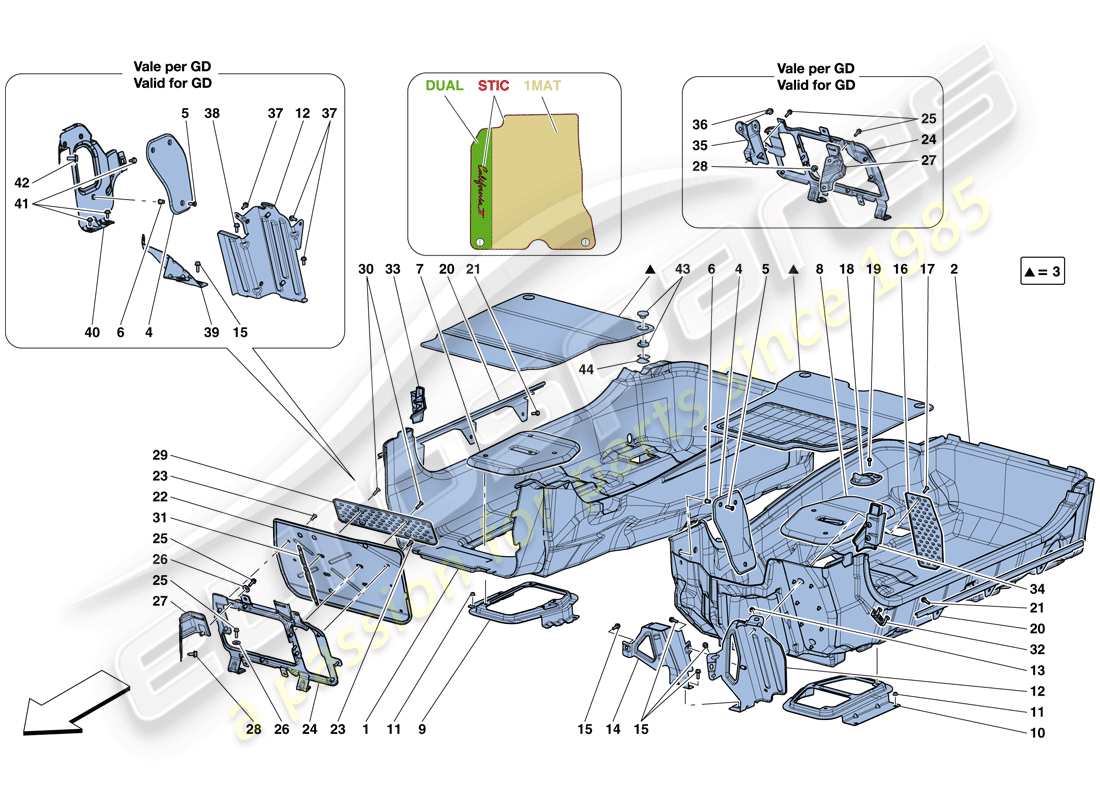 ferrari california t (europe) tappetini abitacolo diagramma delle parti