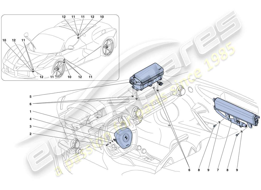 ferrari laferrari aperta (europe) diagramma delle parti degli airbag