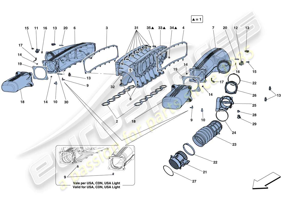 ferrari f12 berlinetta (europe) collettore di aspirazione diagramma delle parti