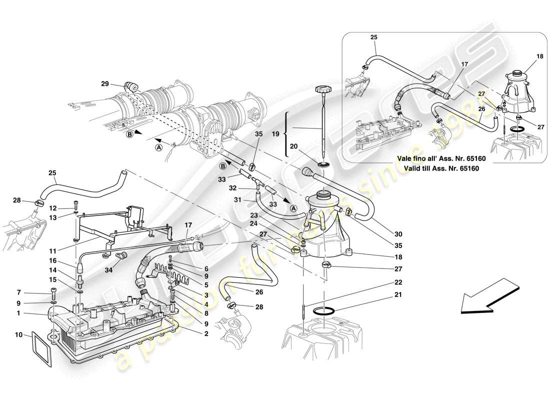 ferrari f430 spider (europe) sistema di lubrificazione - serbatoio - scambiatore di calore diagramma delle parti