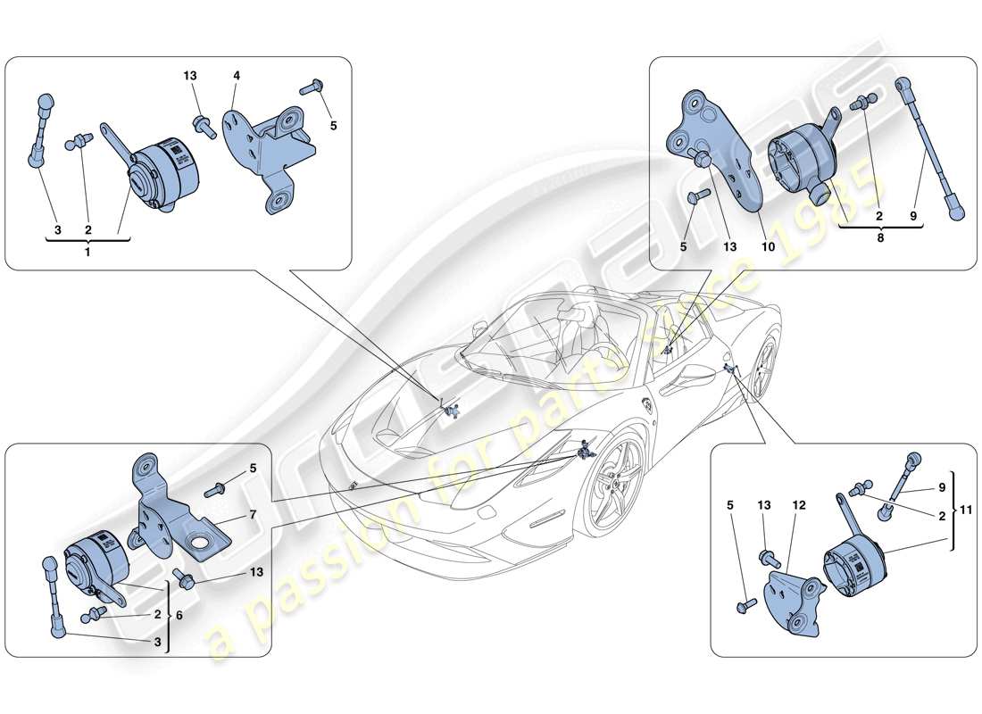 ferrari 458 speciale aperta (rhd) gestione elettronica (sospensione) schema parte