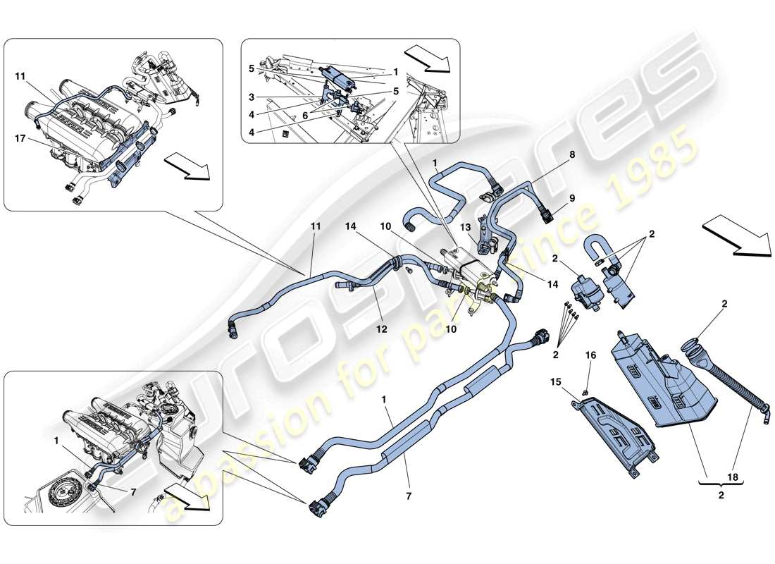 ferrari 458 speciale aperta (usa) sistema di controllo emissioni evaporative schema particolare