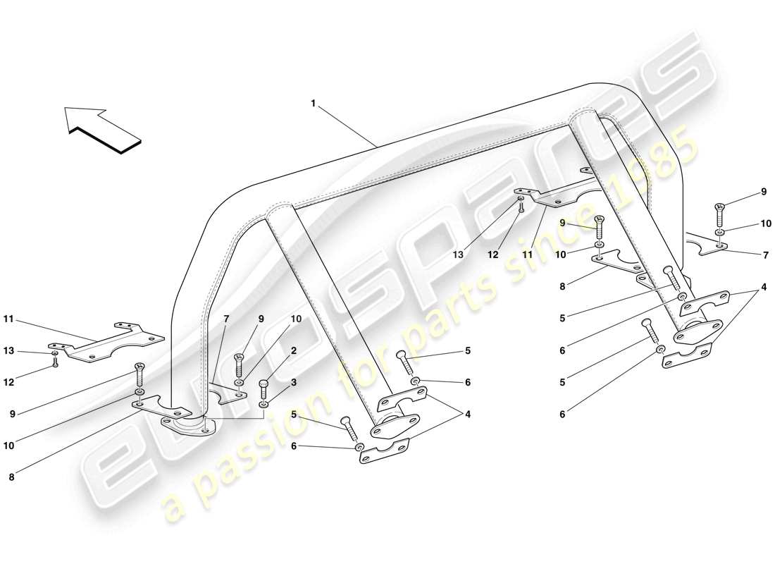 ferrari 599 gto (europe) diagramma delle parti del rollbar