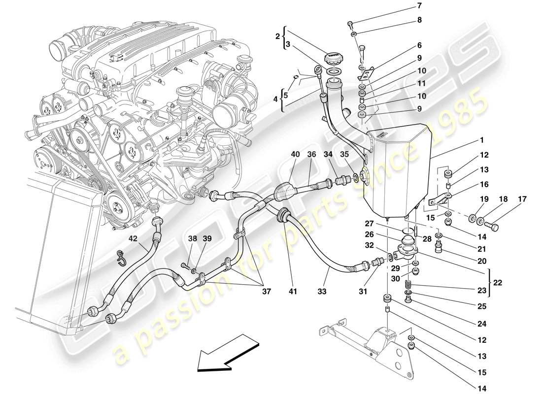 ferrari 612 sessanta (rhd) sistema di lubrificazione - serbatoio diagramma delle parti