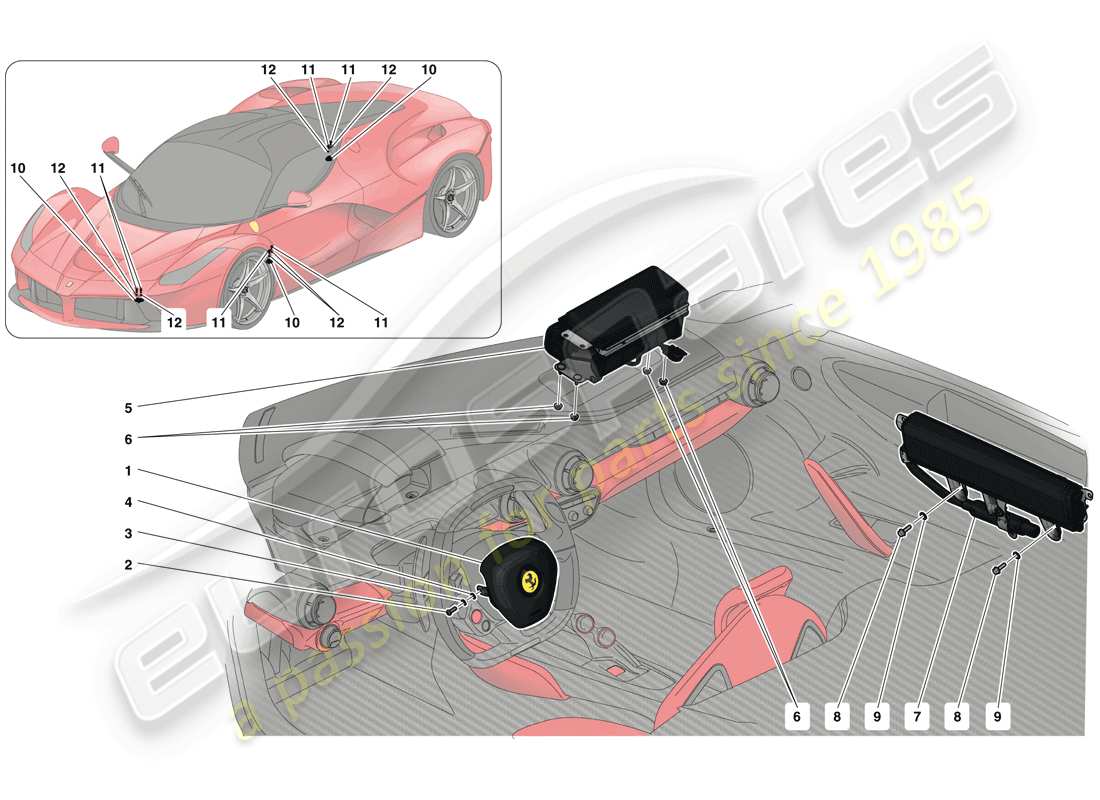 ferrari laferrari (usa) diagramma delle parti degli airbag