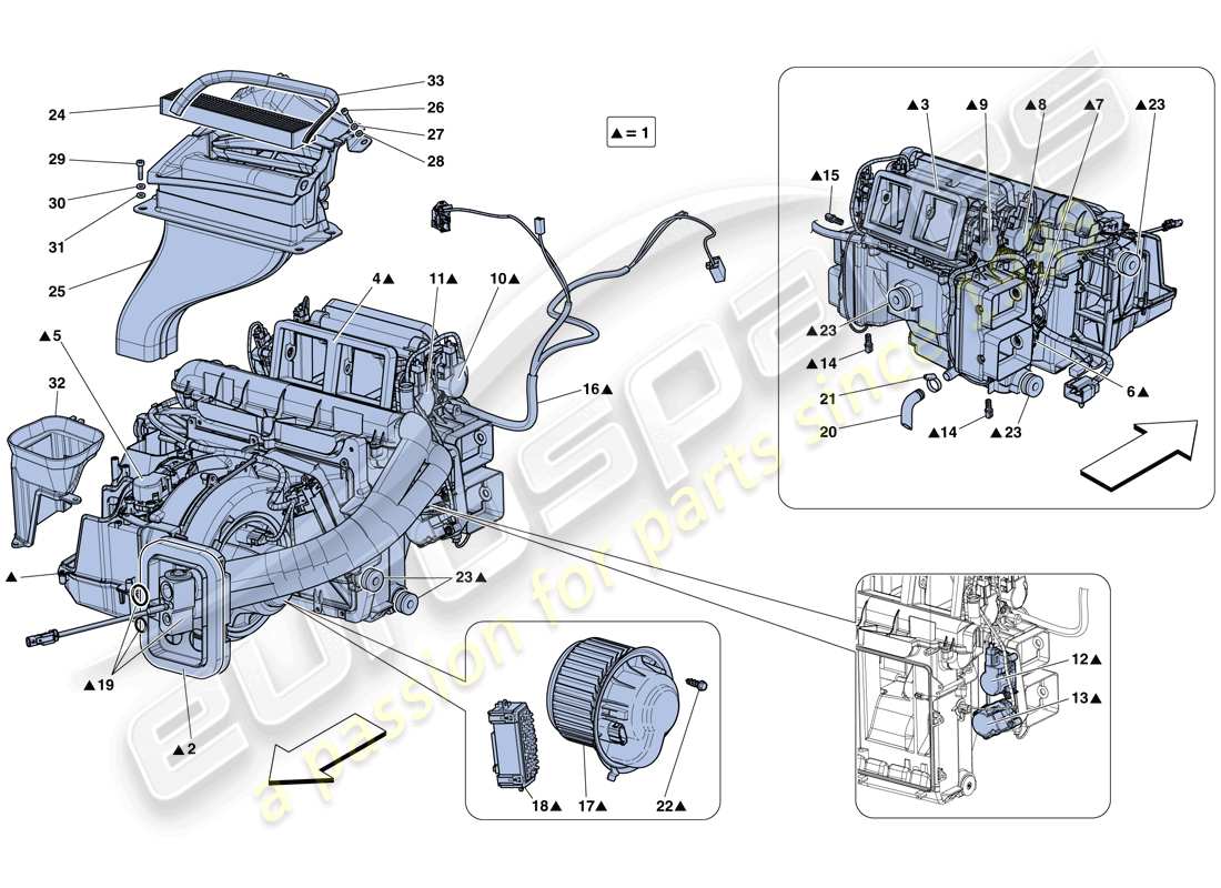 ferrari laferrari aperta (europe) schema delle parti dell'unità evaporatore