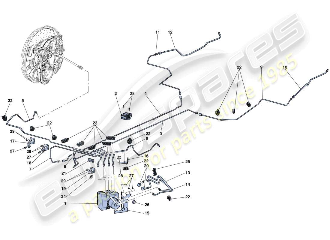 ferrari laferrari aperta (europe) schema delle parti del sistema frenante