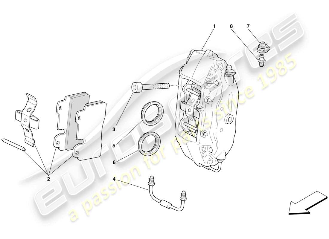 ferrari 612 sessanta (rhd) pinza freno posteriore diagramma delle parti