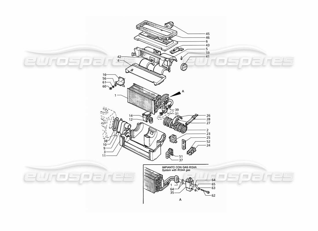 un diagramma delle parti dal catalogo delle parti Maserati QTP V8 (1998)