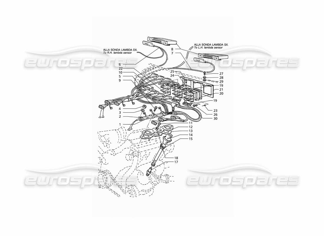 un diagramma delle parti dal catalogo delle parti Maserati QTP V6 (1996)